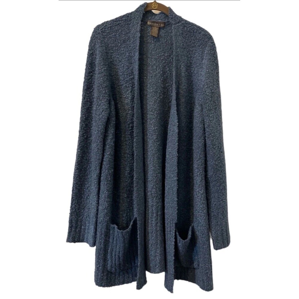 Alexandra + Oak Blue Long Duster Cardigan Sweater With Pockets XL